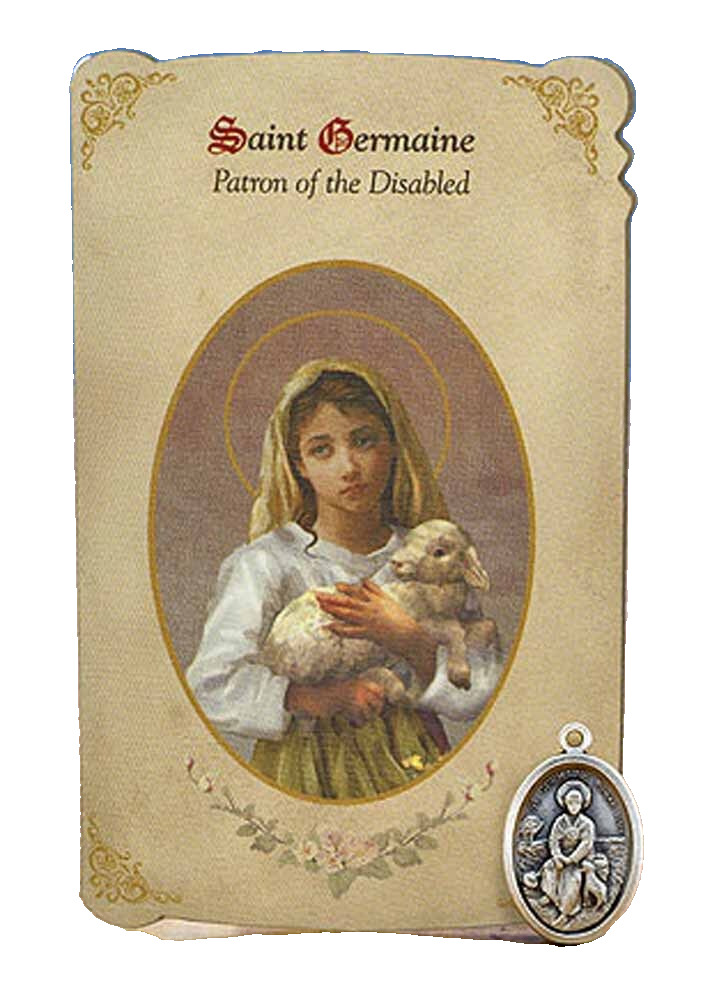 St Germaine (Disabled Persons) Healing Holy Card with Medal NEW (MC029)