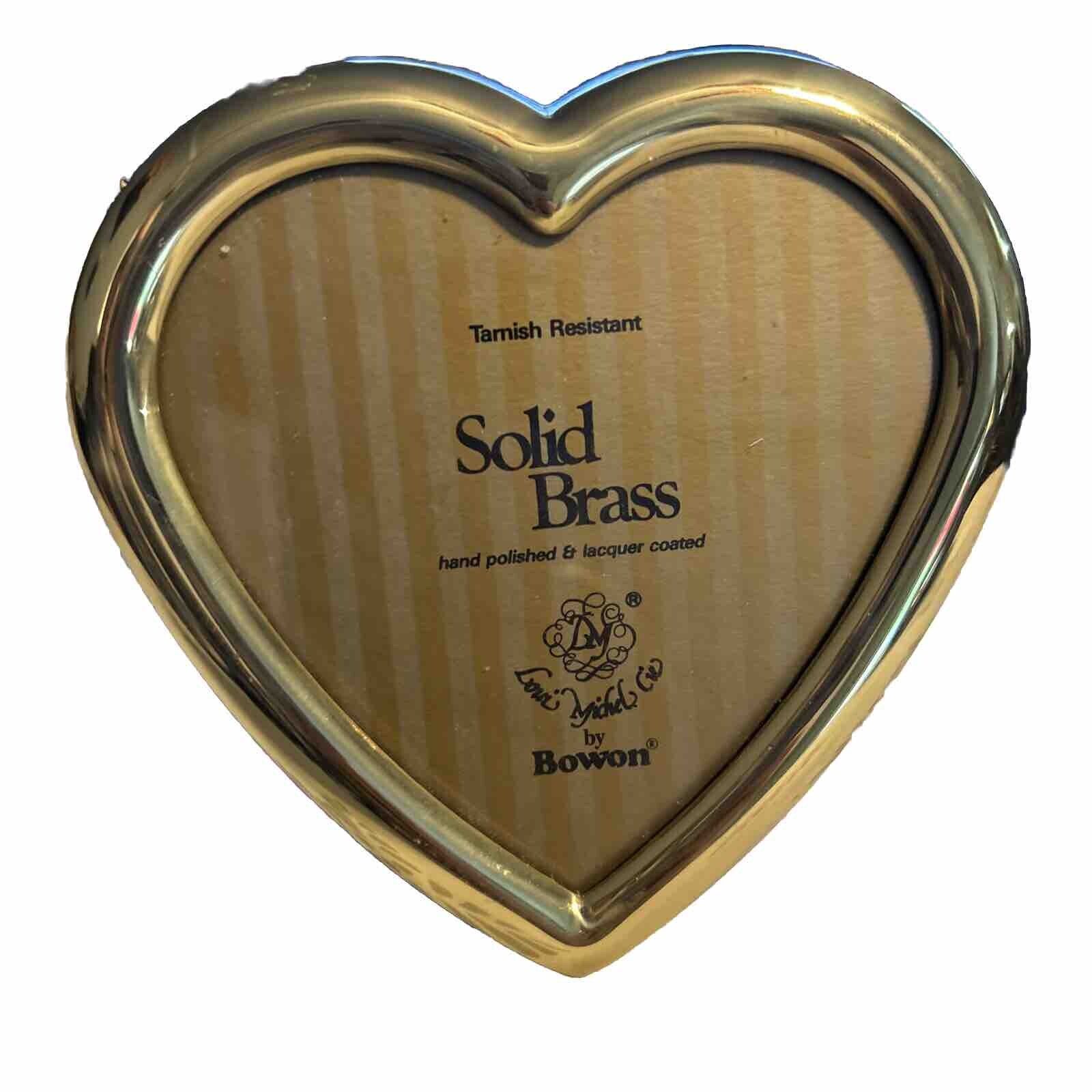 Solid Brass Bowon Vintage Small Photo Frame Hand Polished 2.5”x3.5” Heart Shape