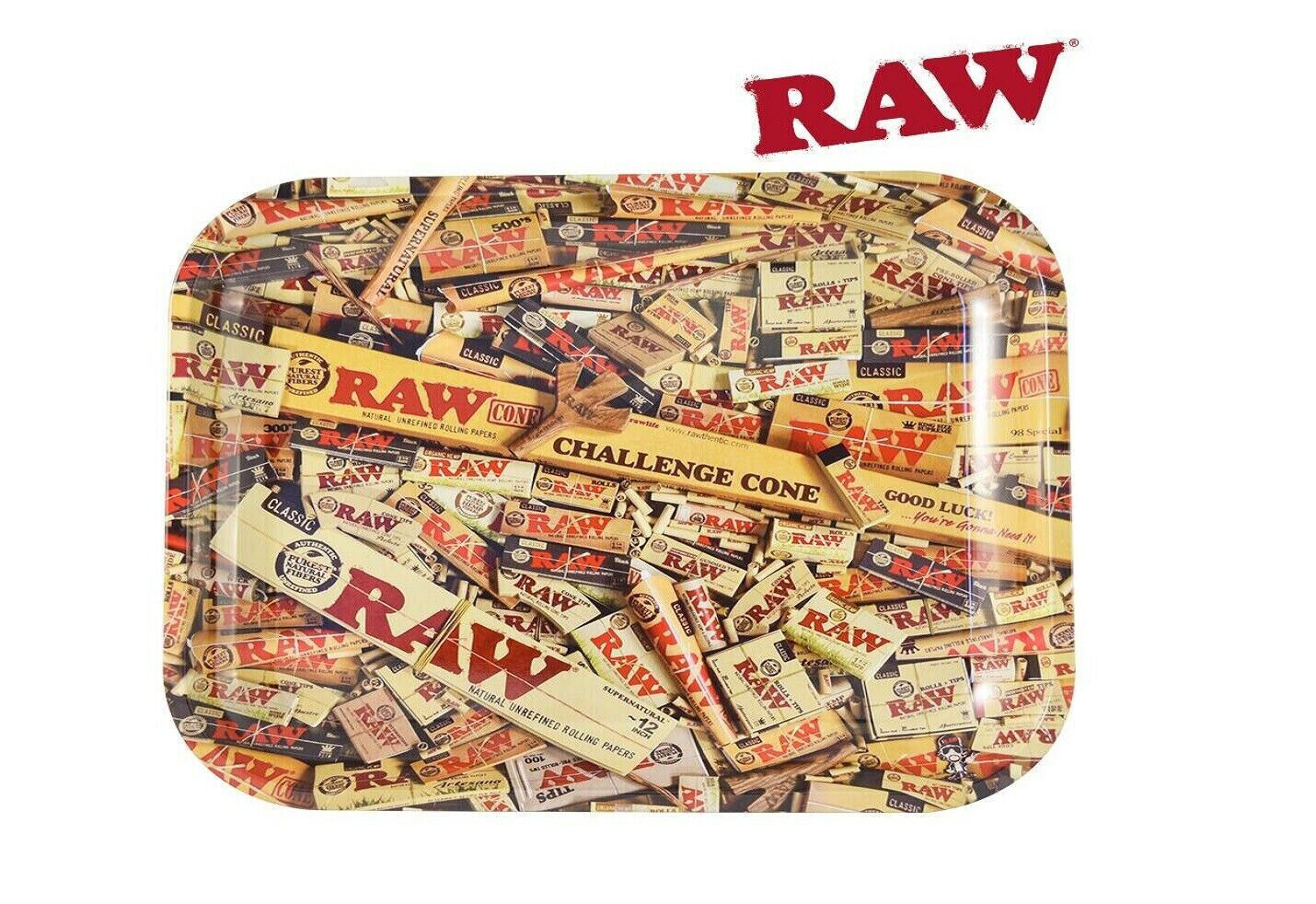 Premium RAW Collage Rolling Metal Tray Cigarette Tobacco Medium Rolling Papers