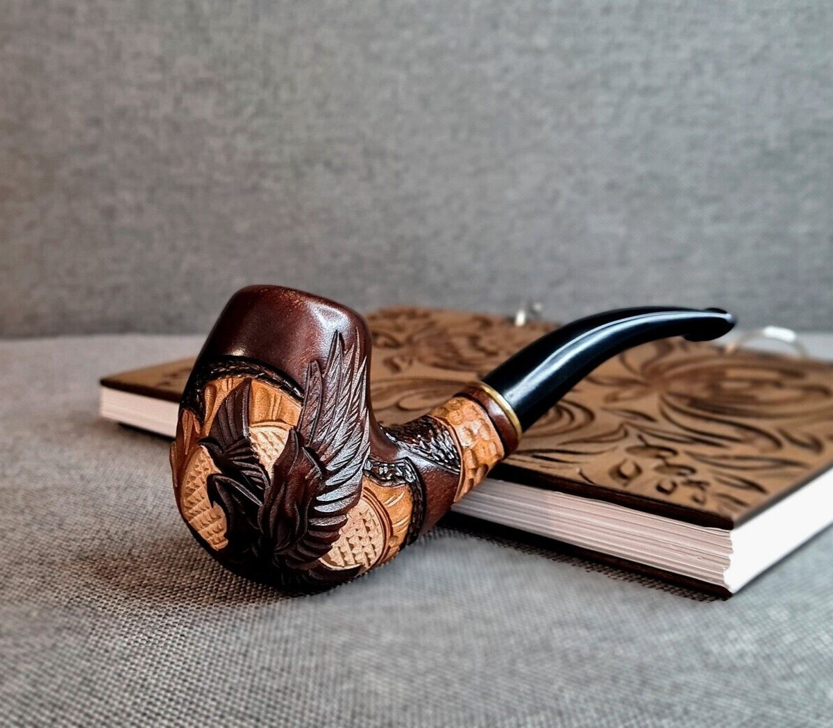 Smoking tobacco wooden handmade pipe Eagle Gift for him Pipes 9 mm filter