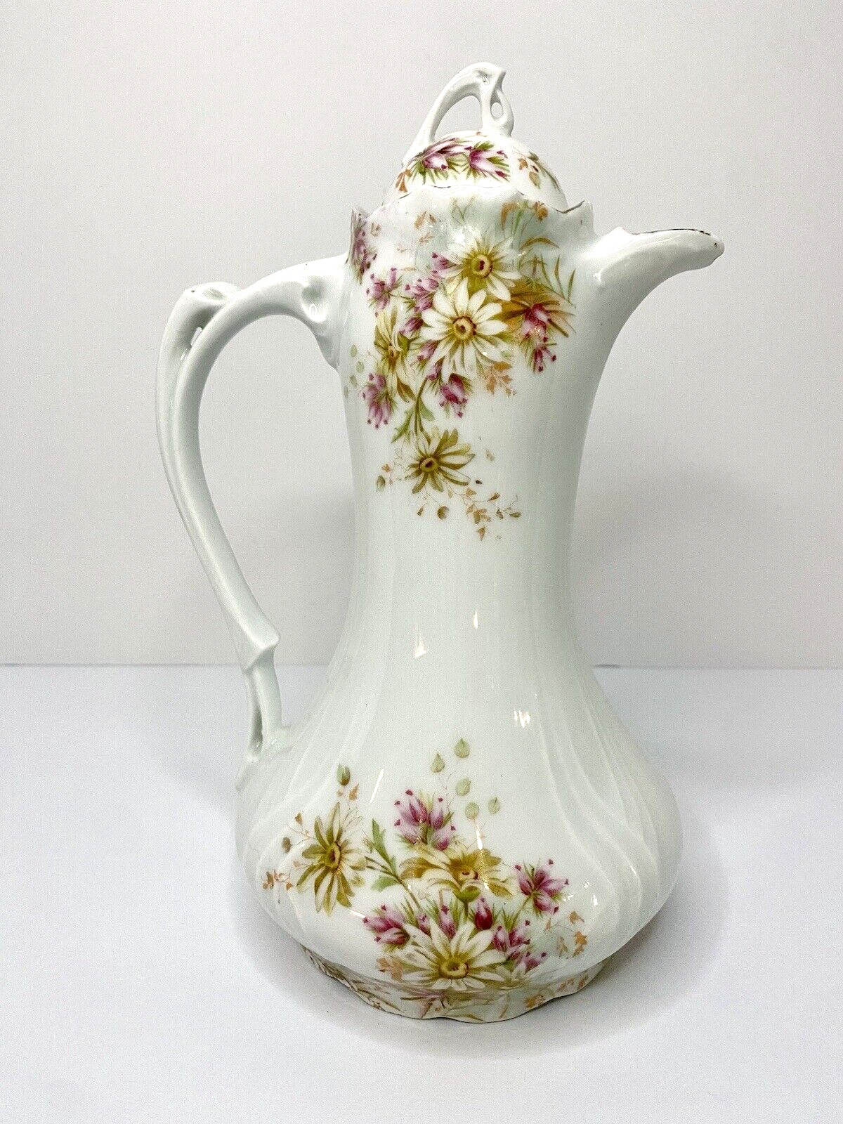 Antique BRC Alice Chocolate Pot Floral Daisy Porcelain Bauer Rosenthal Germany