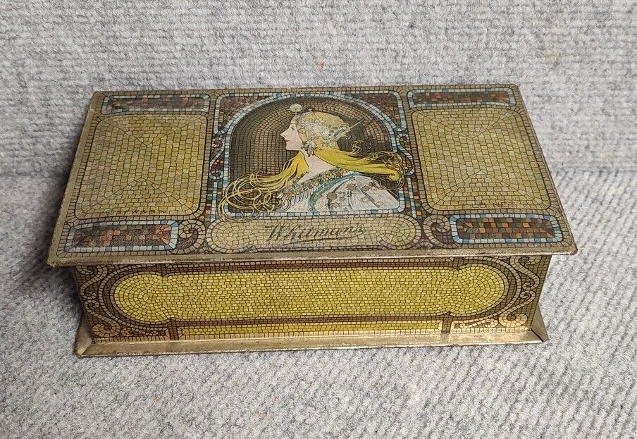 Antique  1920's Art Deco Whitman's Chocolate Candy Tin  Mosaic Box