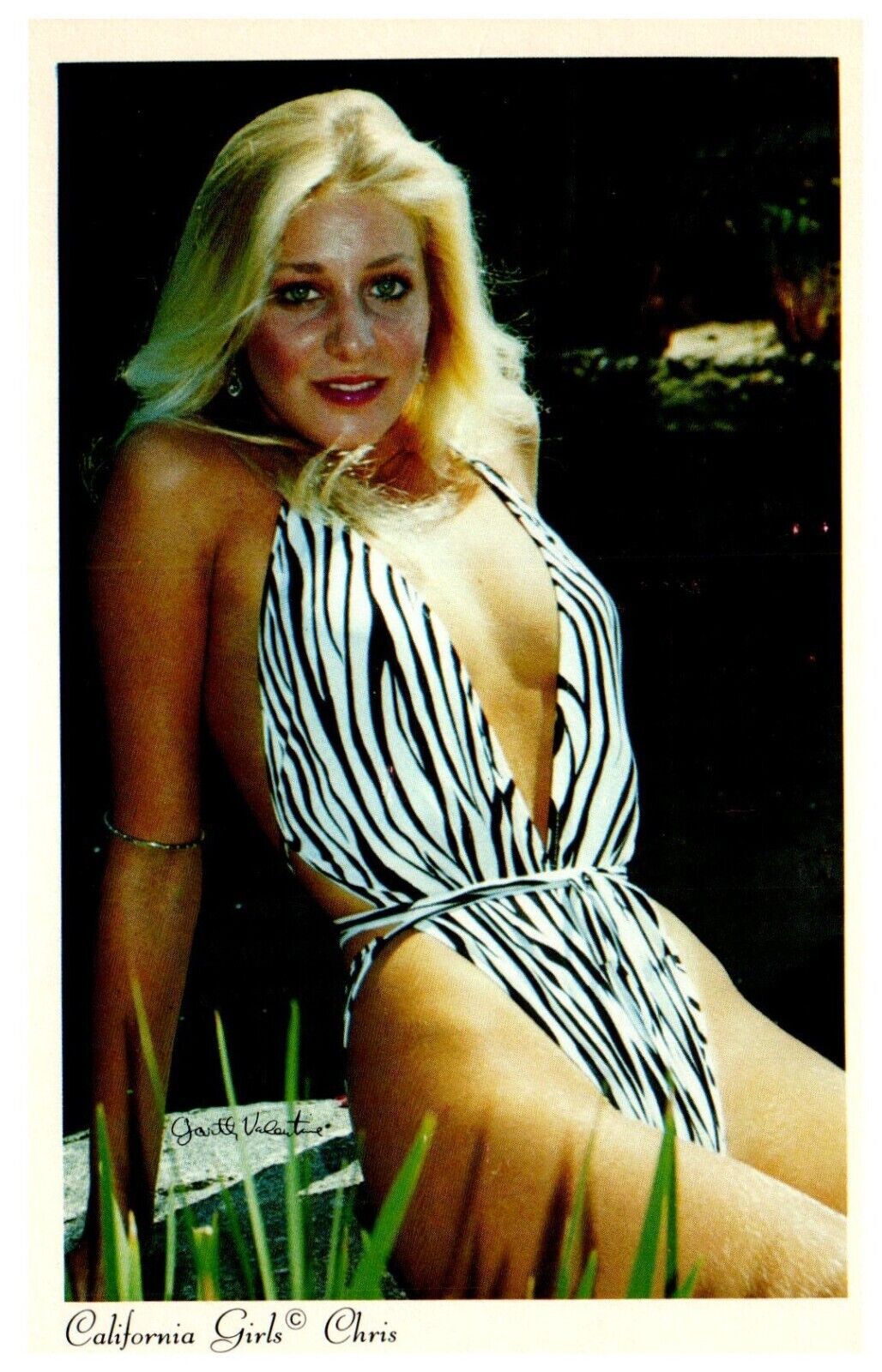 Beautiful Woman Swimsuit c.1980 Pinup Cheesecake CHRIS California Girls Postcard