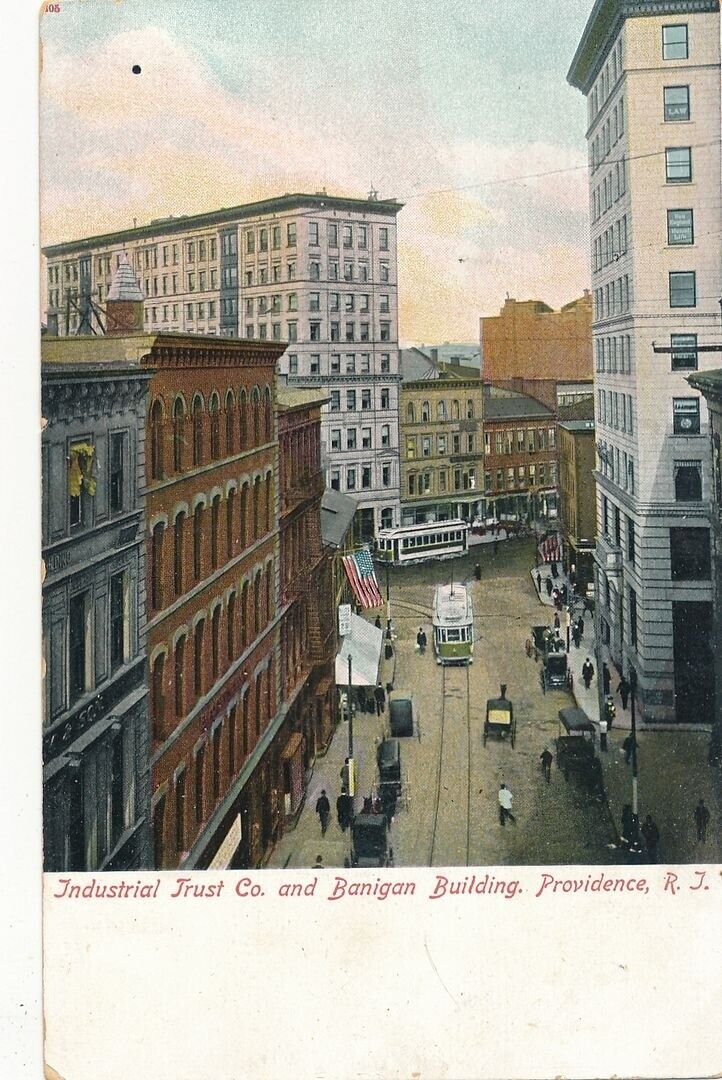 PROVIDENCE RI -Industrial Trust Co. and Banigan Building Postcard-udb (pre 1908)