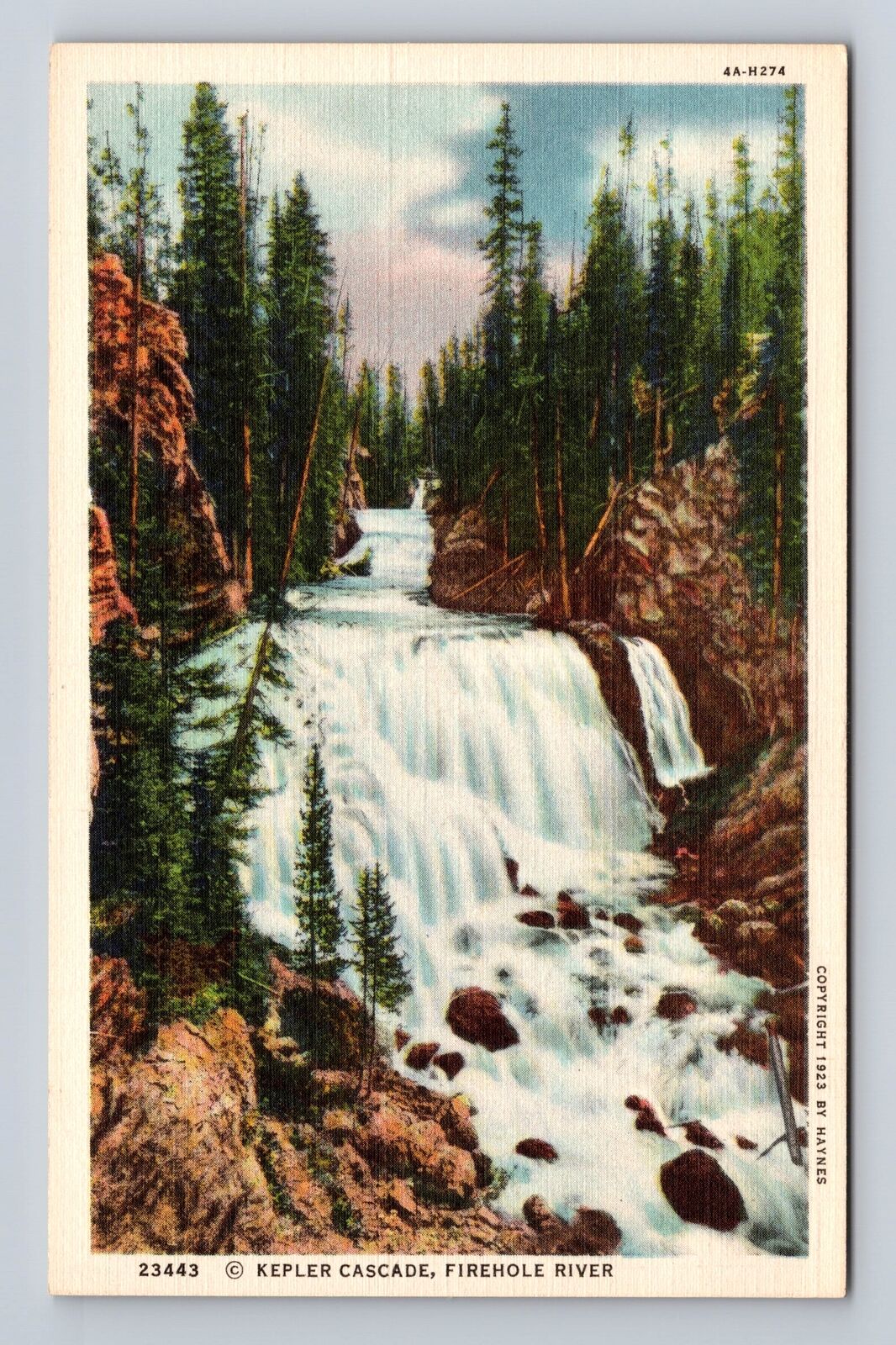 Yellowstone National Park, Kepler Cascade, Firehole River, Vintage Postcard