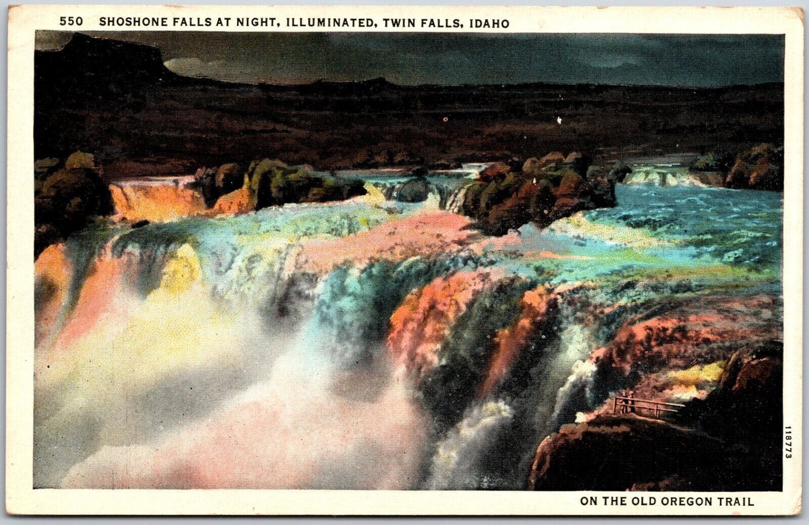 Shoshone Falls at Night, Twin Falls, Idaho - Postcard