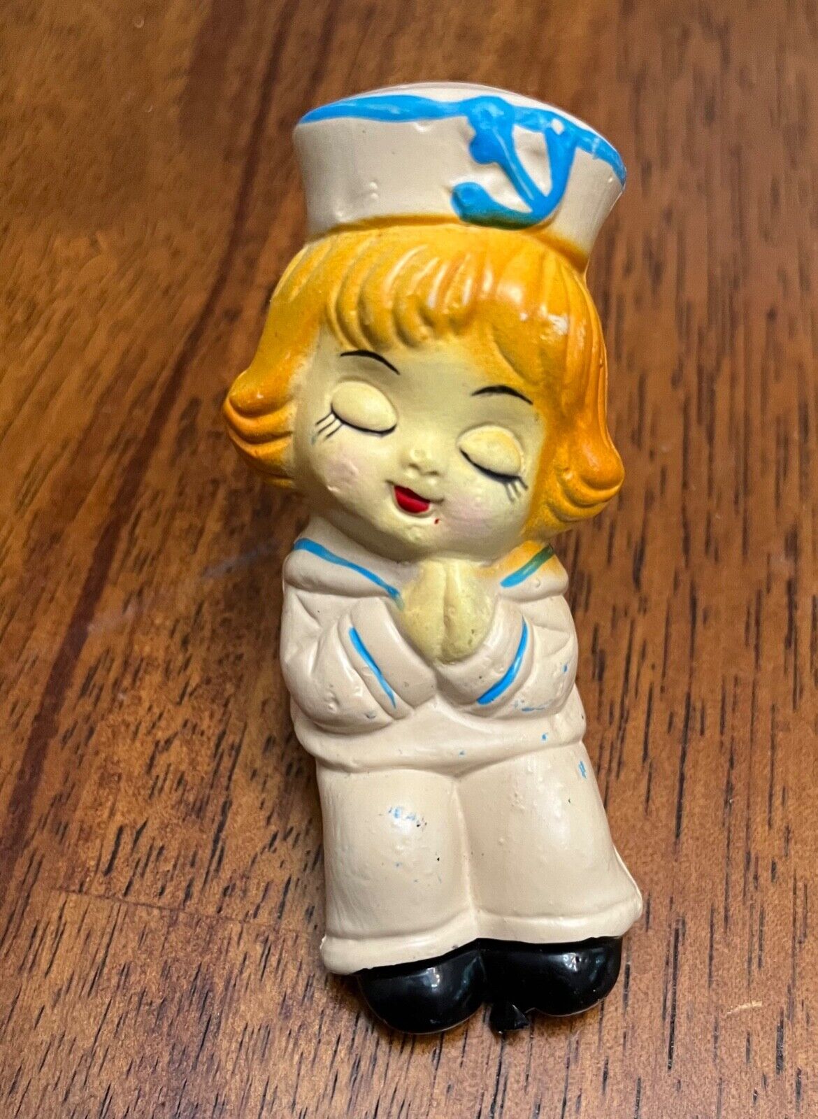 Vintage 1950s Original Kitsch Sailor Girl Sitting Praying Pepper Shaker