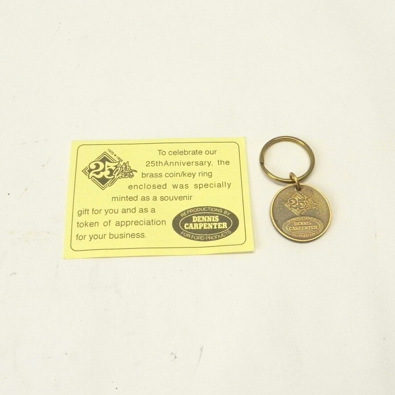 VINTAGE DENNIS CARPENTER FORD 25TH ANNIVERSARY KEY RING 1940 FORD CONVERTIBLE   