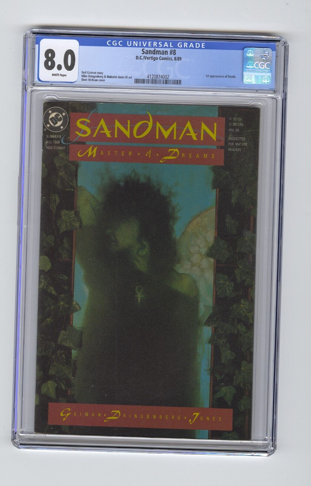 Sandman 8 DC/Vertigo 1989, first appearance Death CGC 8.0 Neal Gaiman