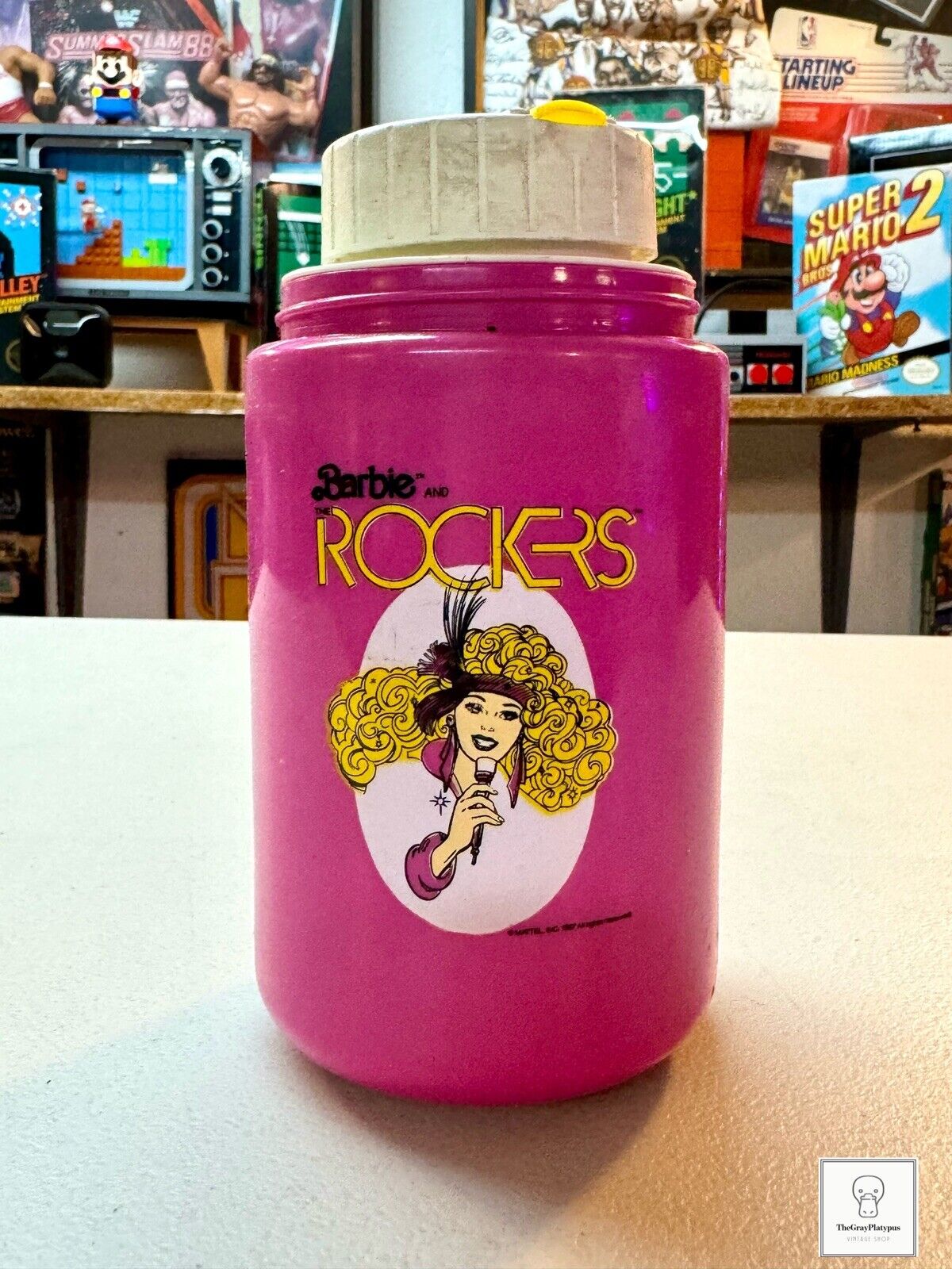 VINTAGE 1987 BARBIE AND THE ROCKERS THERMOS PINK Model 3700 10oz / 80s / Retro
