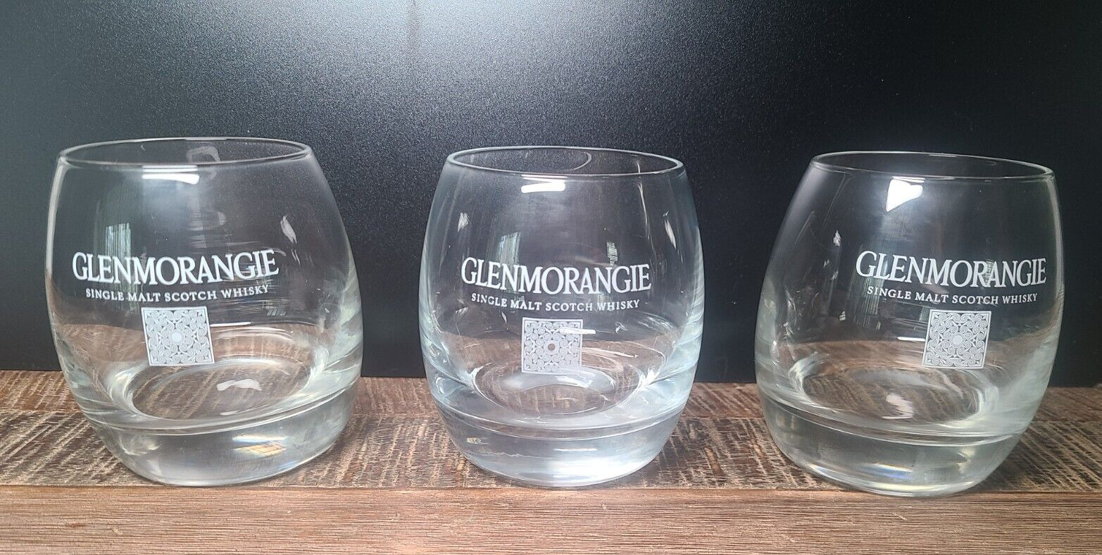 Three Glenmorangie Single Malt Scotch Whisky Glasses