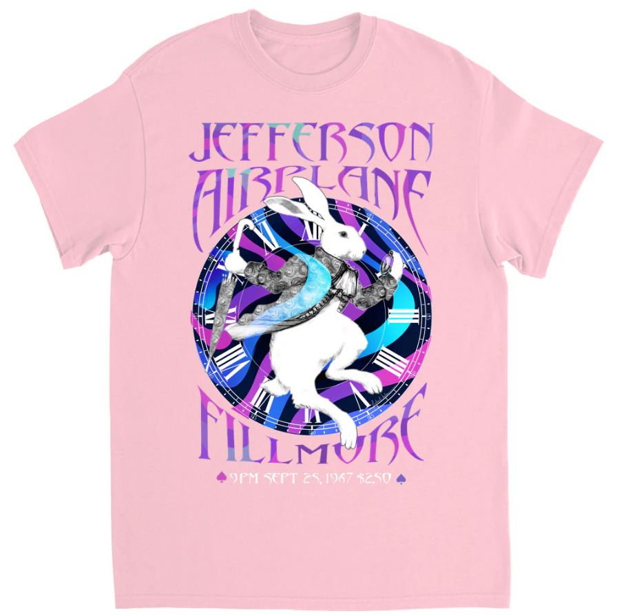 Vtg Jefferson Airplane White Rabbit Cotton Pink S-5XL For Men Shirt LL005