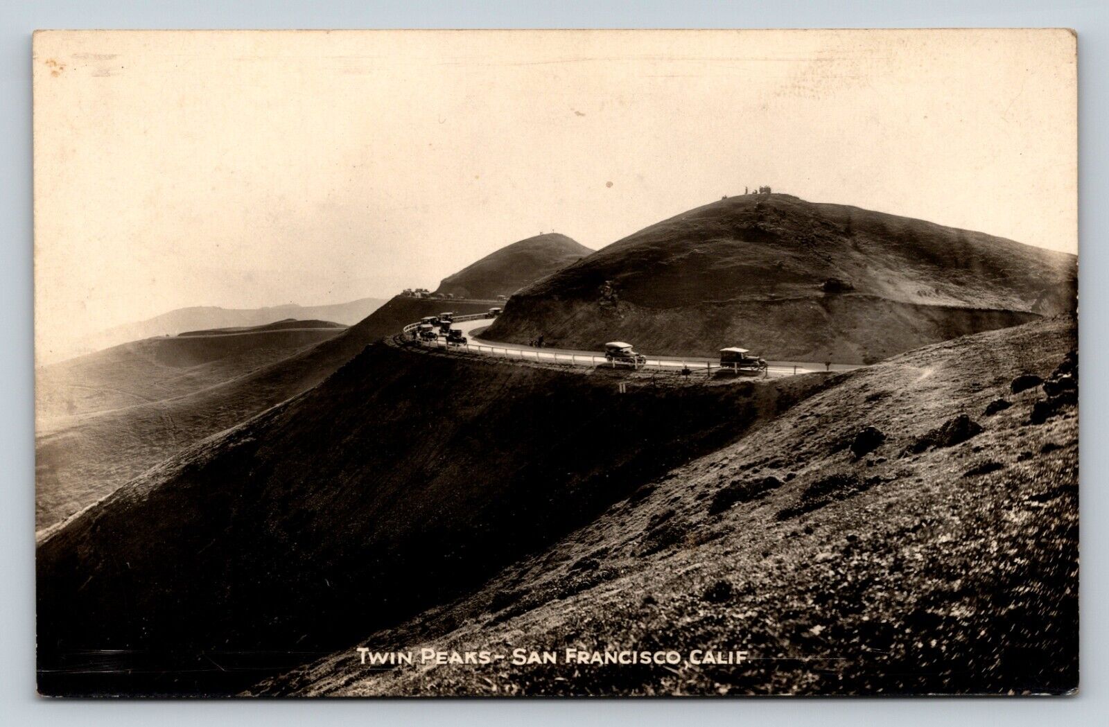 RPPC Postcard San Francisco California CA Twin Peaks & Classic Cars Great View