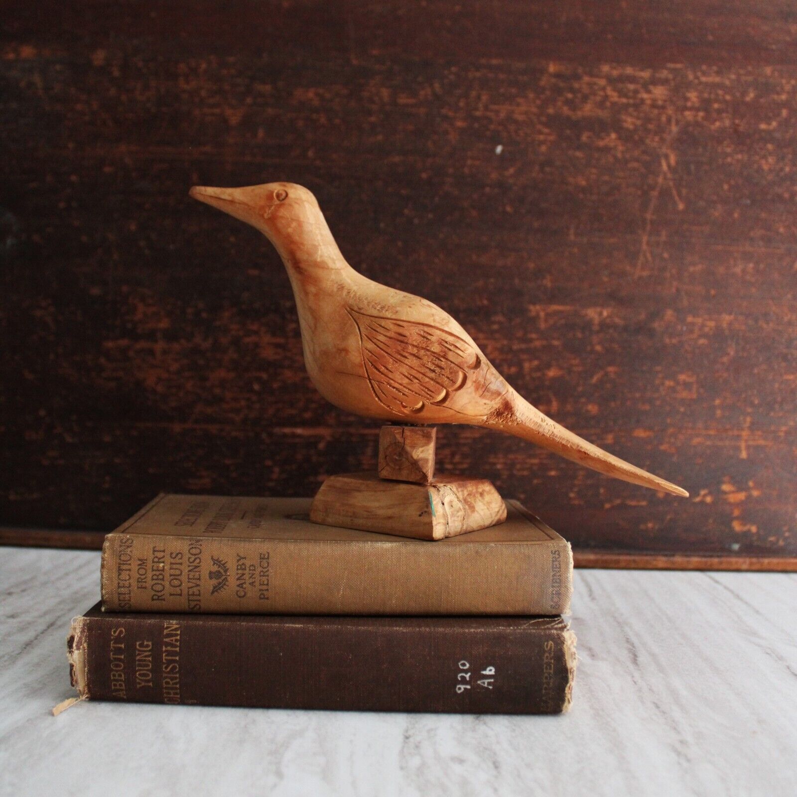 Vintage Hand Carved Wooden Bird Figurine.