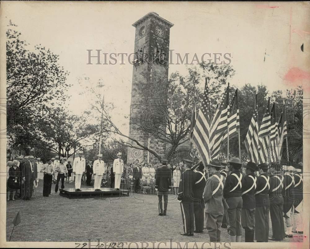 1974 Press Photo Fiesta officials and color guard at Fort Sam Houston, Texas