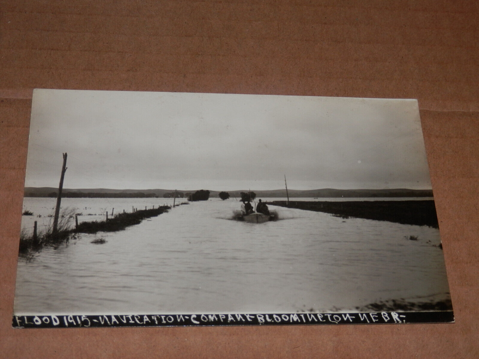 BLOOMINGTON NEBRASKA - 1915 REAL-PHOTO POSTCARD - FLOOD - BOATING