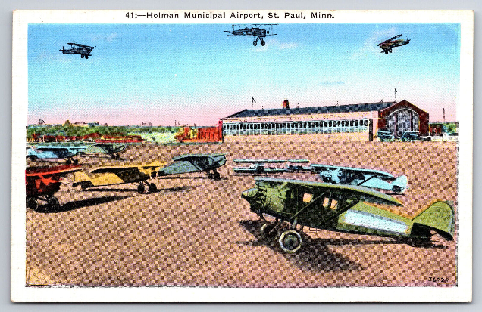 A275 Postcard Airport Airplane Airplanes Aircraft Muni Airport St Paul Minnesota
