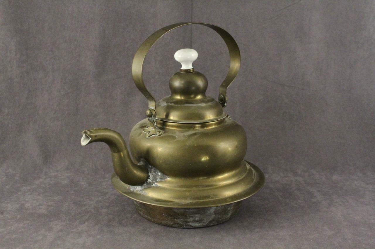 Antique Copper Brass Kitchen Metalware Teapot Tea Kettle 19C Victorian Era