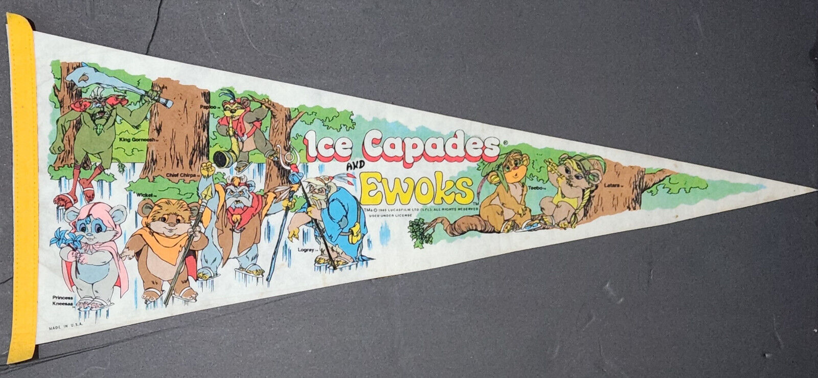 Vintage 1985 Star Wars Ice Capades and Ewoks Souvenir Pennant - Rare