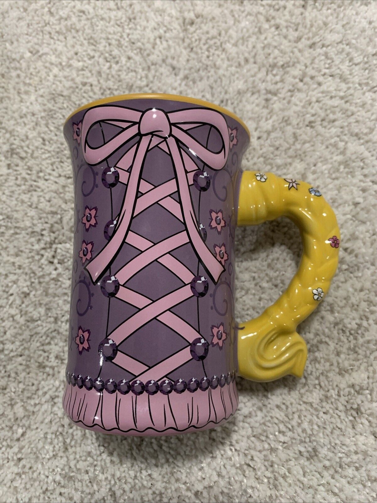 Disney Parks Tangled Princess Rapunzel Purple Dress Corset Bow Ceramic Mug