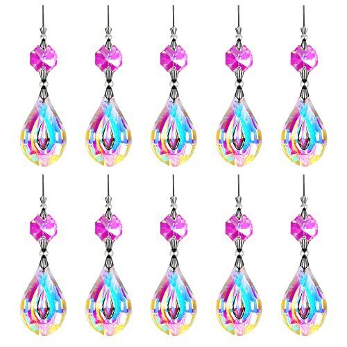 20 Pcs Crystal Teardrop Suncatchers Hanging Chandelier Prisms Home Decoration