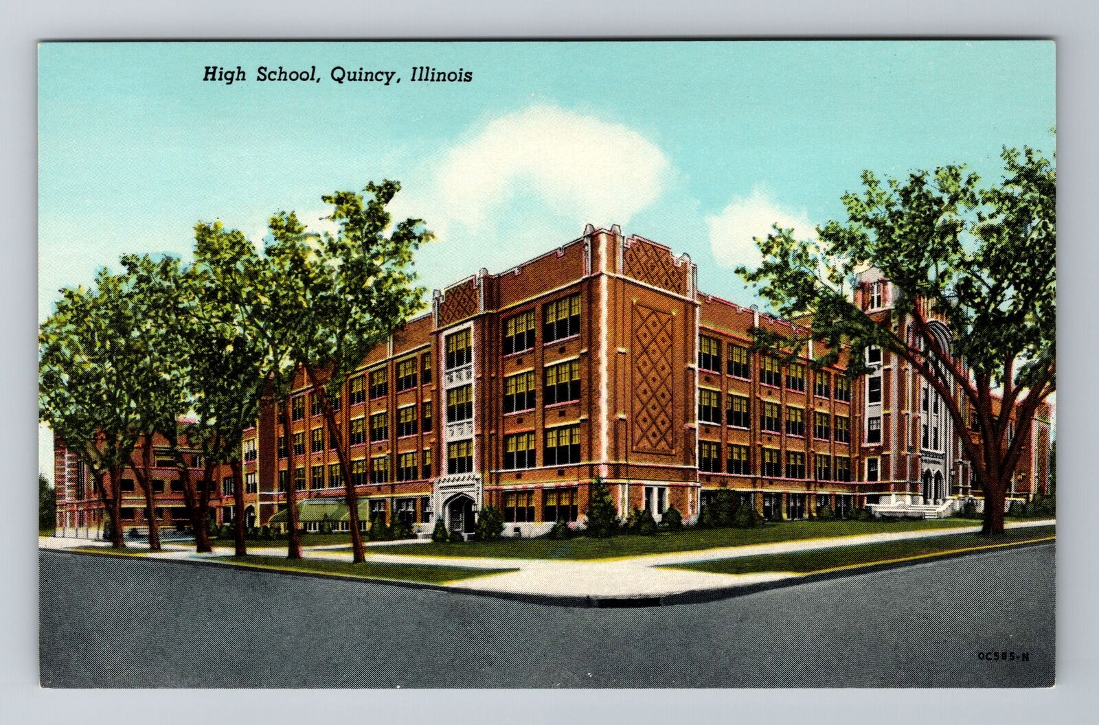Quincy IL-Illinois, High School, Antique, Vintage Souvenir Postcard