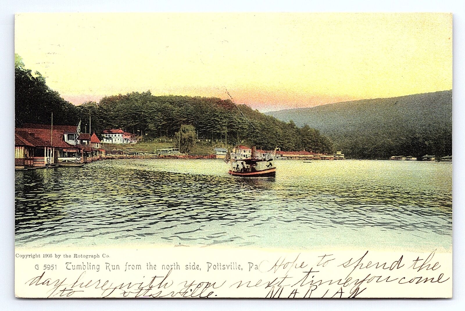 Postcard Tumbling Run From North Side Pottsville Pennsylvania The Rotograph Co.