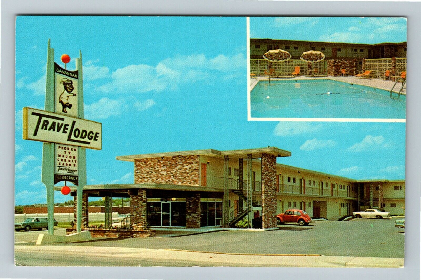Savannah GA-Georgia, Savannah Travel Lodge Advertising Vintage Postcard
