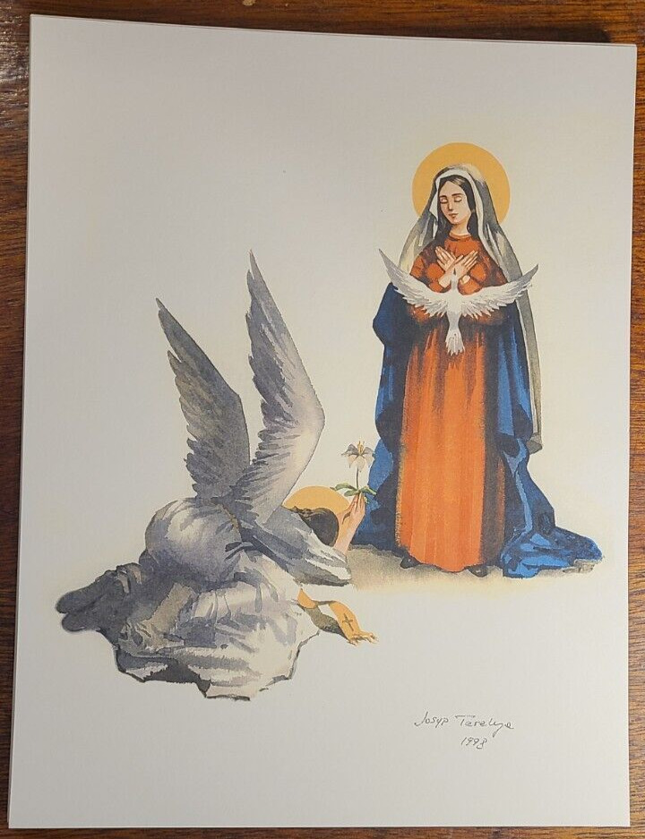 Angel, Holy Spirit, Mary -by Josyp Terelya - Christian Religious Print 8.5 x 11