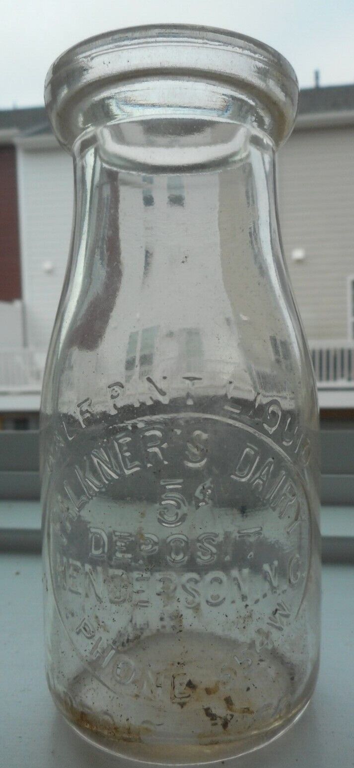 1/2 Pint Slug Plate Milk Farm Bottle Falkner\'s Dairy Henderson, NC 5 cent