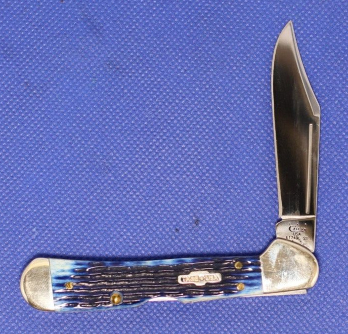 Case XX 61749L Navy Blue Rogers jigged corncobbed bone, New mini Copperlock