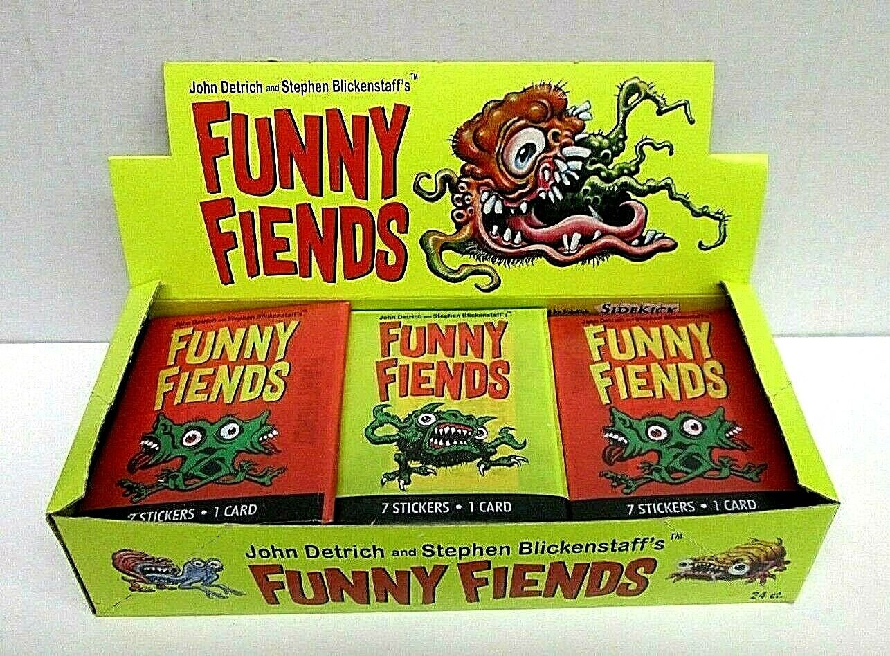 FUNNY FIENDS TRADING CARDS 3 WAX  PACKS SIDEKICK CARDS ALA TOPPS UGLY STICKERS