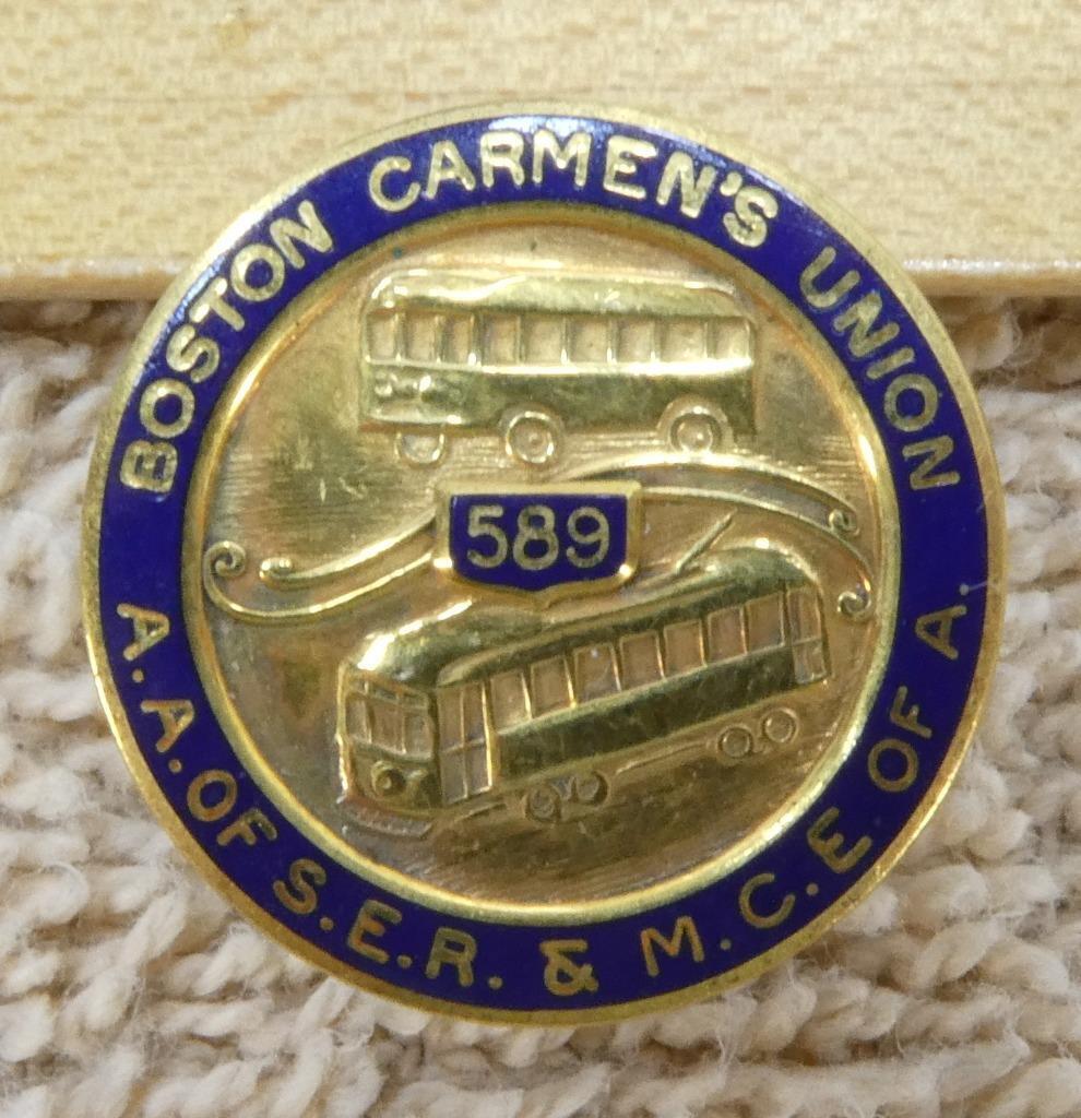 Vintage BOSTON CARMEN\'S UNION A.A. OF S.E.R. & M.C.E. OF A. 589 LAPEL PIN 