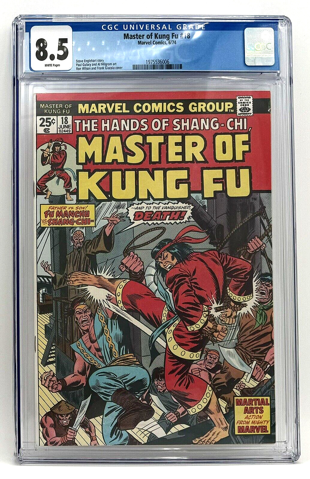 Master of Kung Fu #18 CGC 8.5, high grade with white pages, a Bronze Age Badass