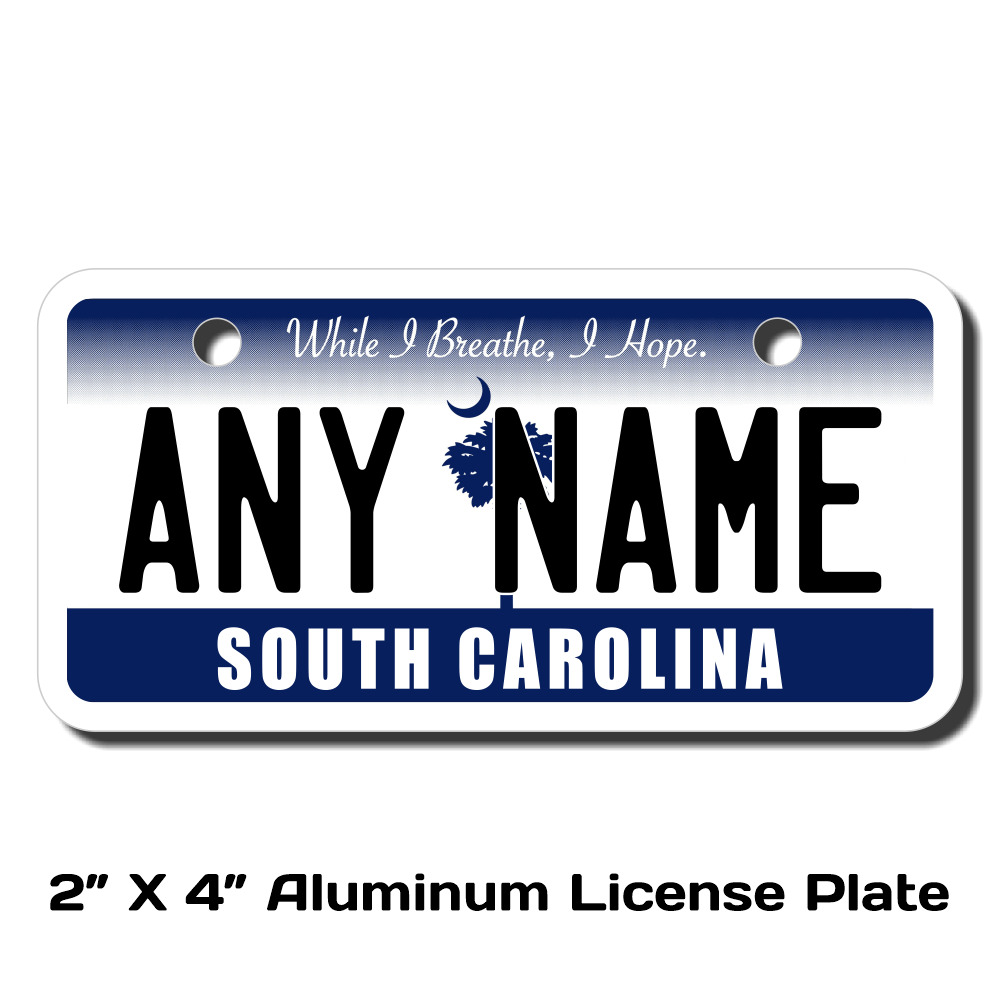 Personalized South Carolina License Plate 5 Sizes Mini to Full Size 