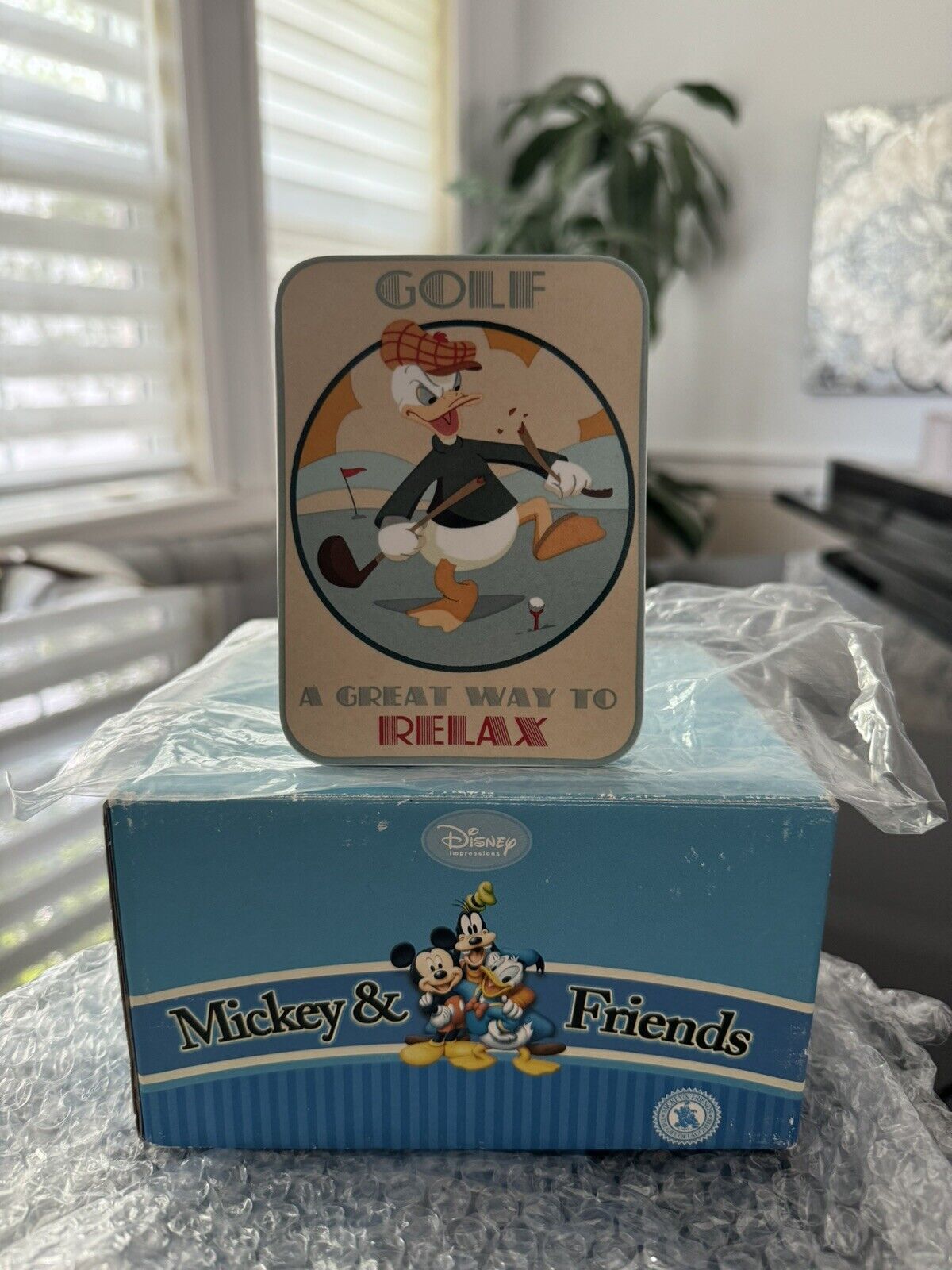 Vintage Disney Enesco Donald Duck Golf Decorative Plaque Brand New In Box