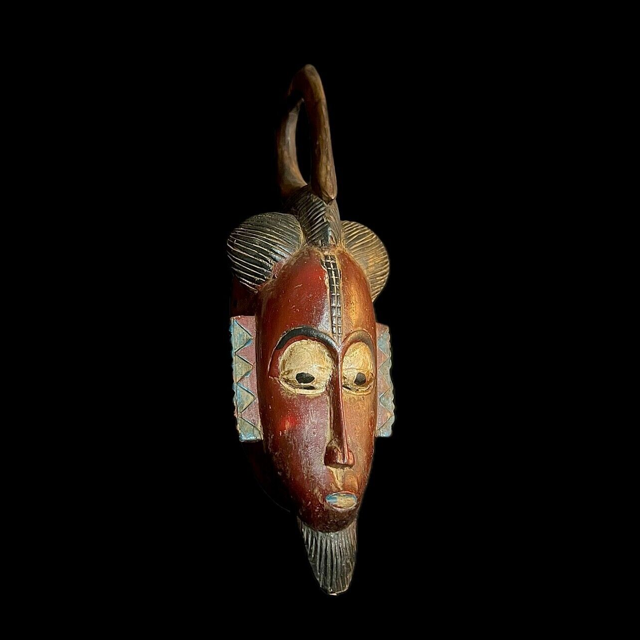 African Face Mask Wood Hand Carved Vintage Wall Hanging Guro Mask-9977