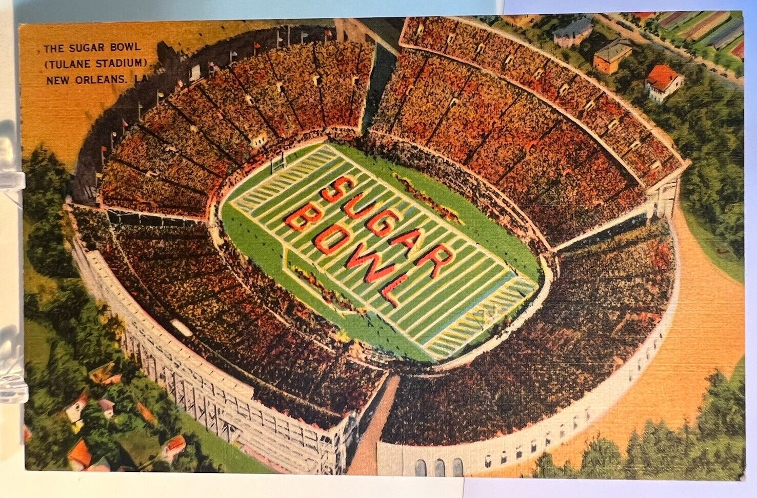 Sugar Bowl Tulane Stadium New Orleans, Louisiana- 1942 Linen Postcard - Football