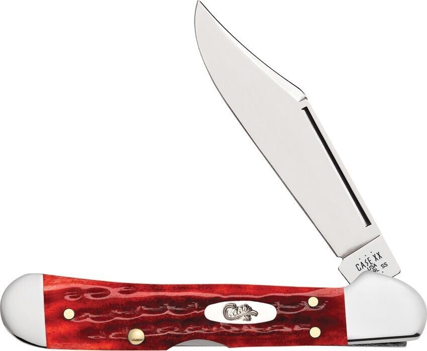 CASE XX KNIFE - MINI COPPERLOCK - RED Pkt WORN HANDLES  #10307  - 3 5/8\