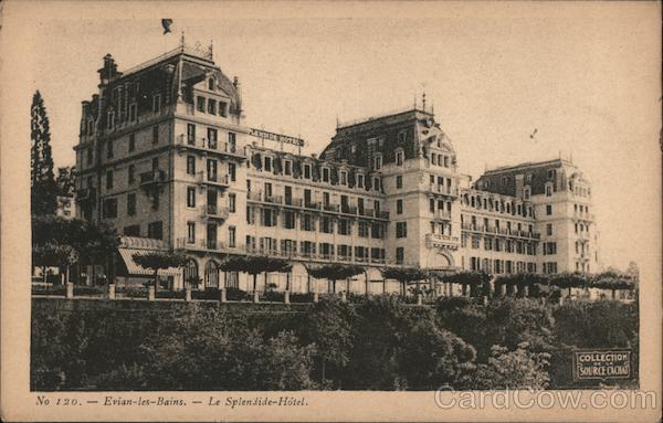France Evian-les-Bains Le Splendide-Hotel Postcard Vintage Post Card