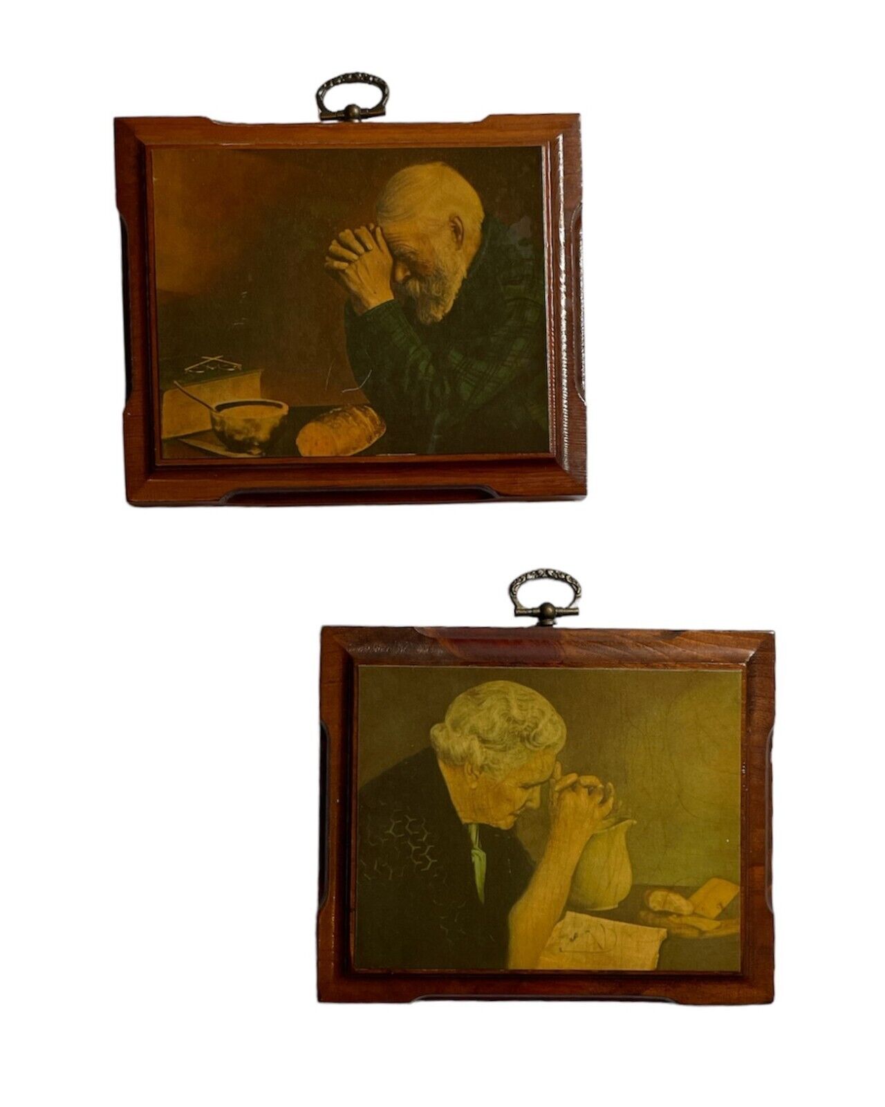Vintage Grace (Old Man Praying) and Gratitude(Old Woman Pray) Mini Wall Plaques