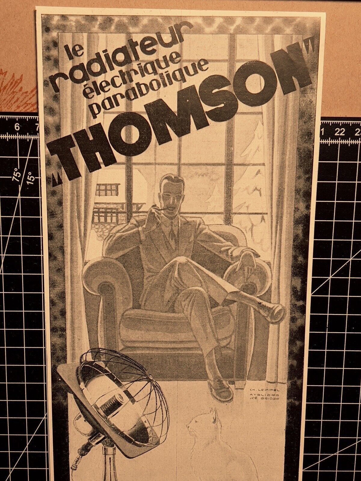 THOMSON HEATING ADVERTISING VINTAGE FRANCE 1925 ORIGINAL ADVERTISEMENT POSTER