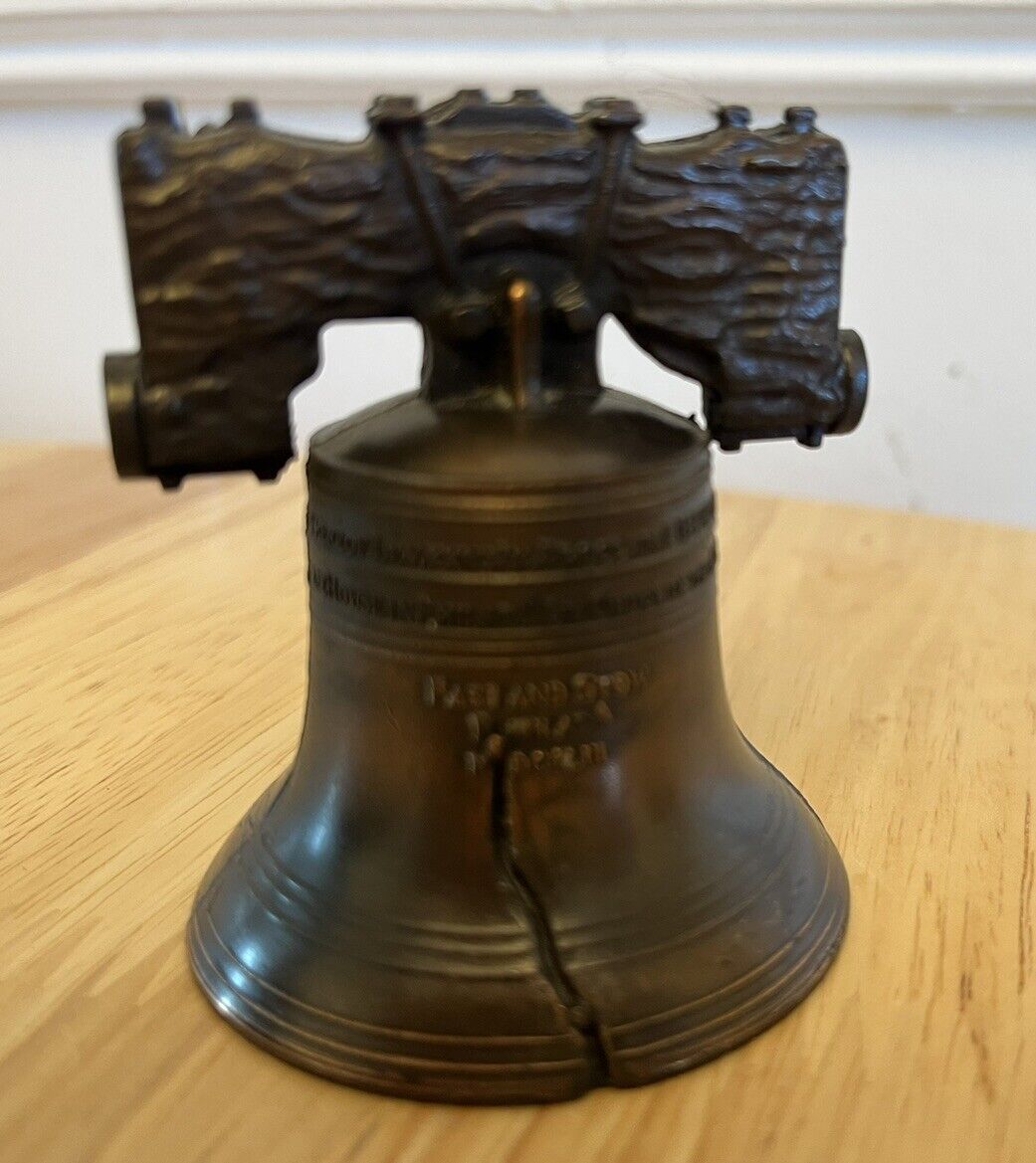 Vintage Miniature Liberty Bell Bronze Brass Metal Replica Pennsylvania Very Nice