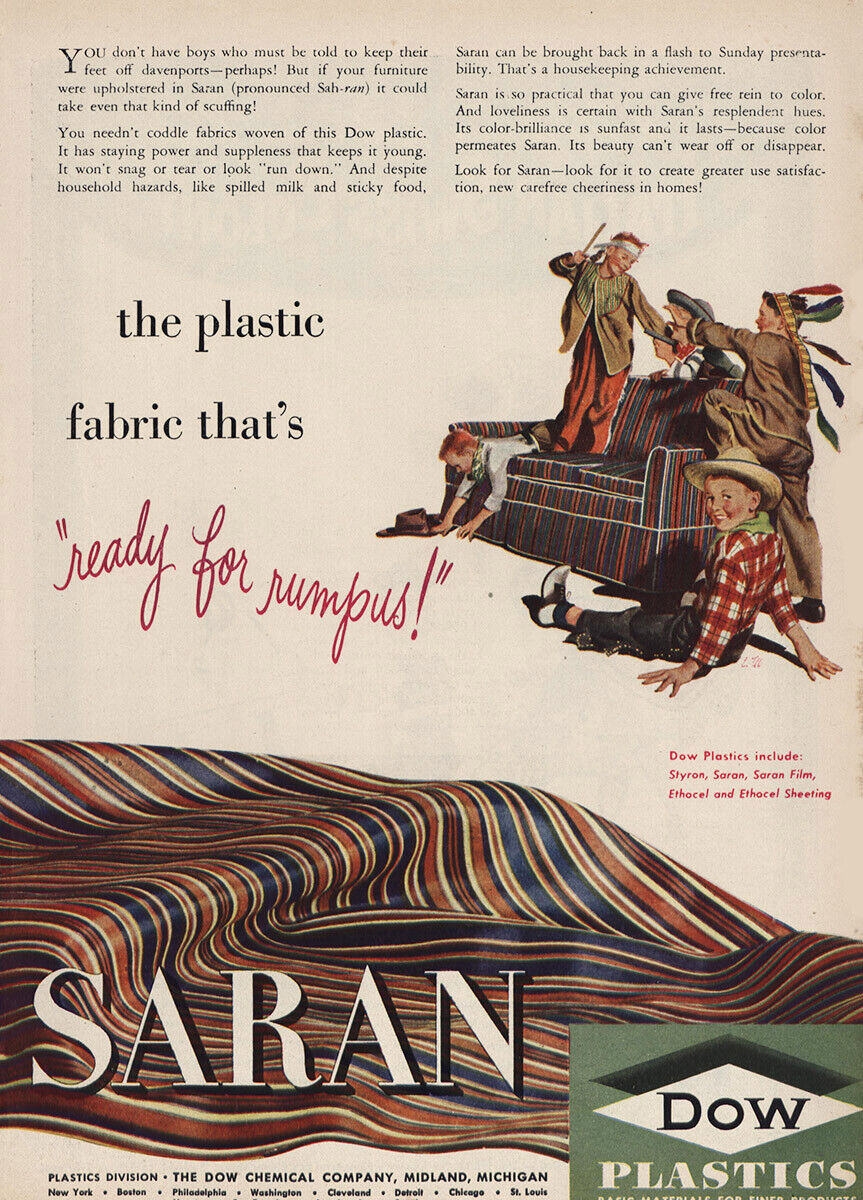 1946 Dow Saran: Ready for Rumpus Vintage Print Ad
