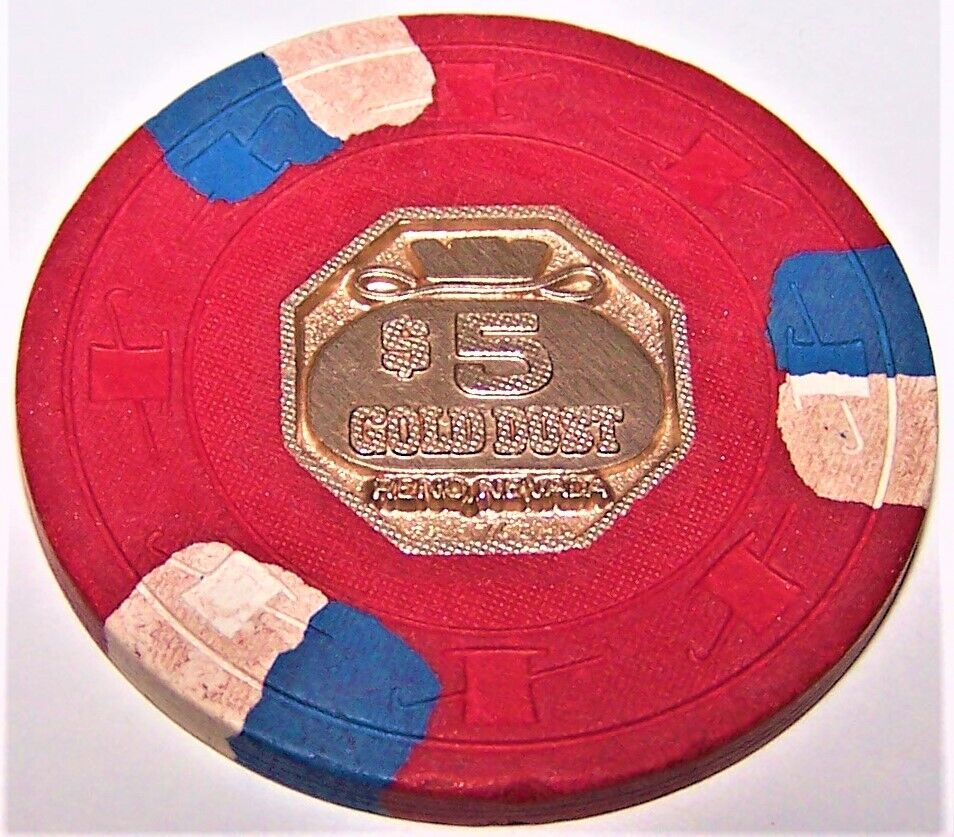 Gold Dust Casino 1976 Reno Nevada 5 Dollar Gaming Chip as pictured