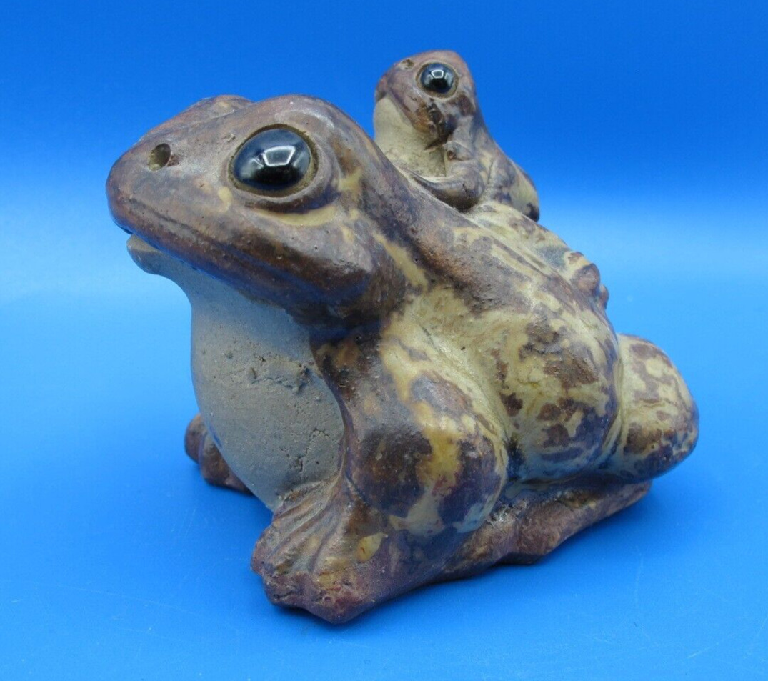 Vintage Japan Shigaraki Ware Lucky Frog Figurine