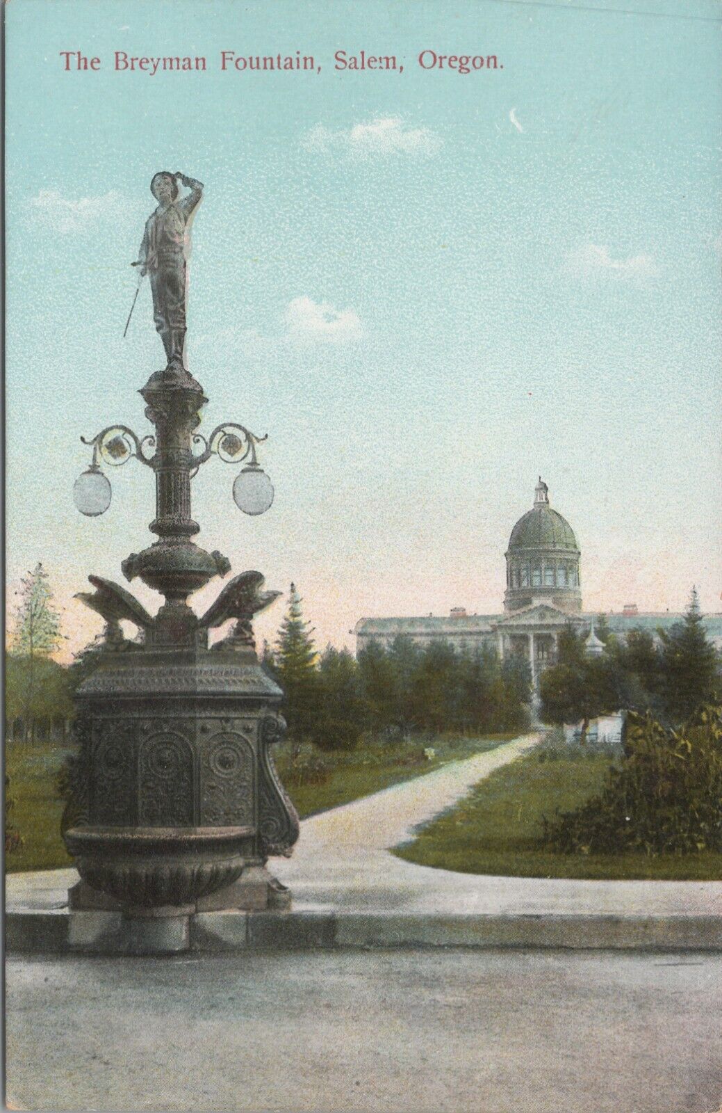 Breyman Fountain Salem OR Capitol Oregon c1910s Germany postcard H22