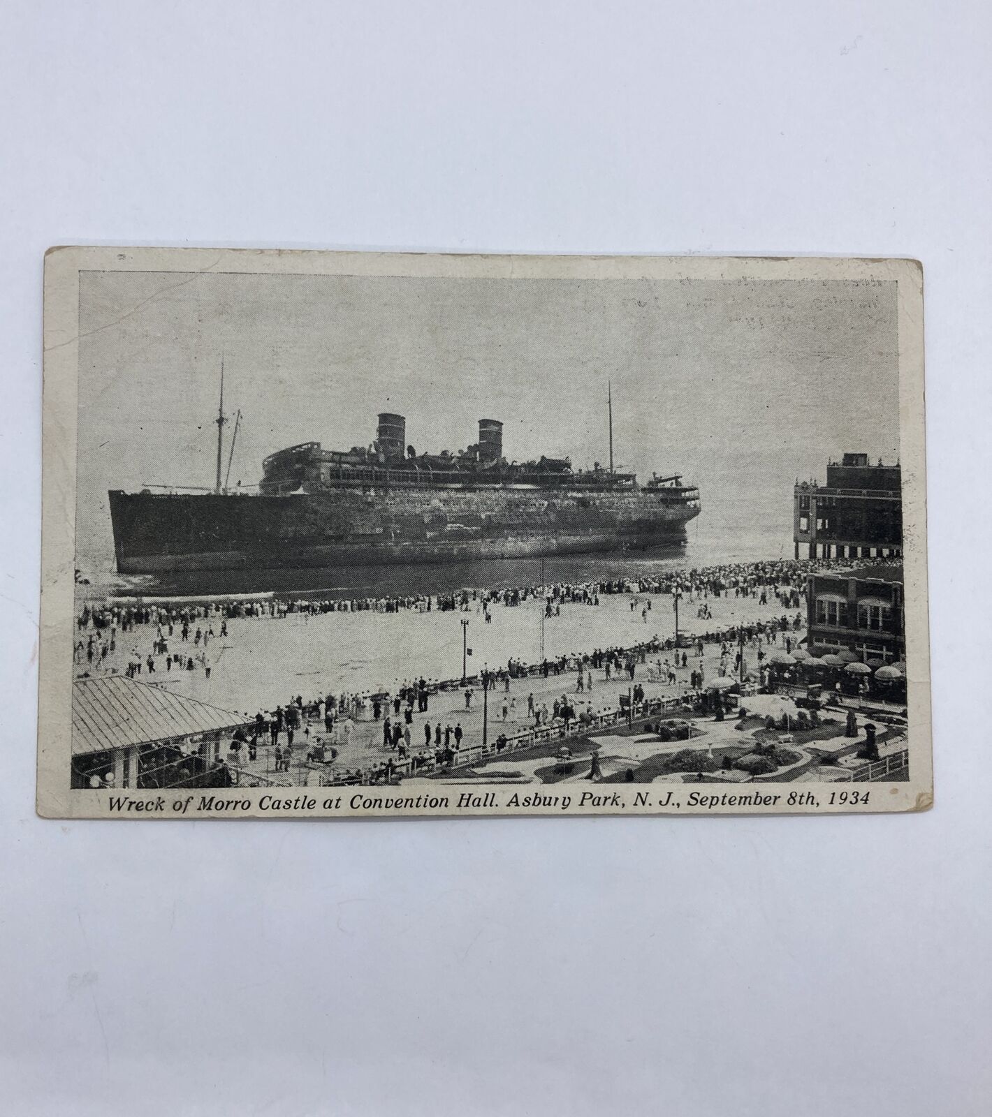 MORRO CASTLE Photo of Wreck Aground at Asbury Park 1934 As Is Damaged Rare