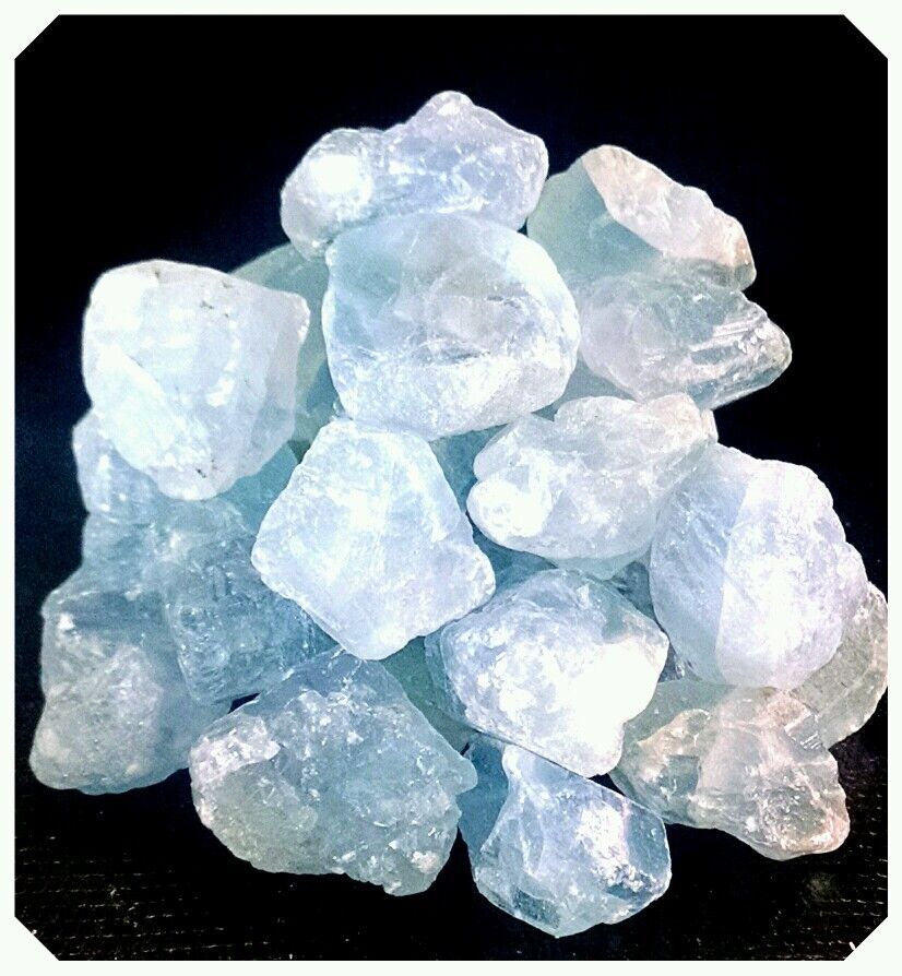 1/4 lb Blue Celestite Crystal Points & Pieces Lightly Tumbled Gem Rock Specimens