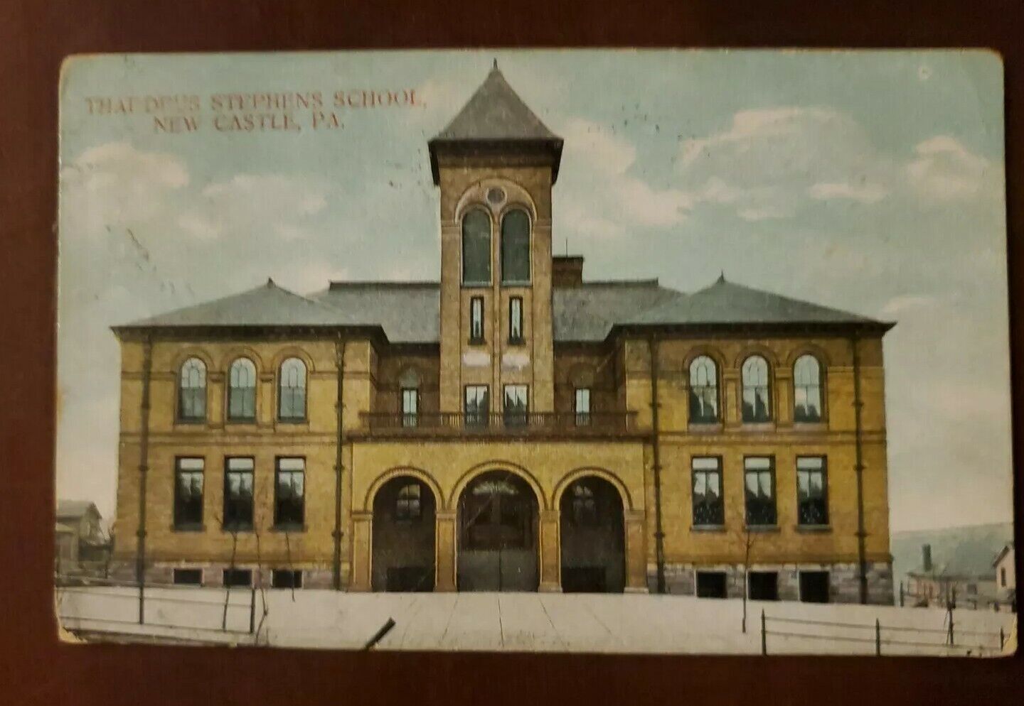 Thaddeus Stephens School New Castle Pennsylvania Vintage Postcard